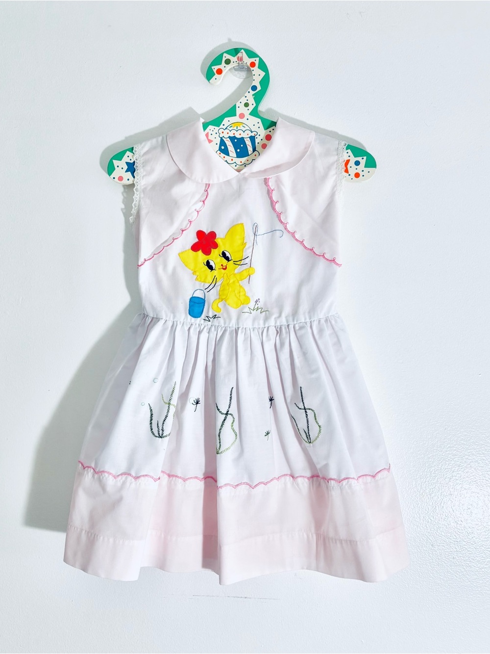 Vintage 80s Plum Blossoms Pastel Pink Smocked Storybook Dress 4 / 4T